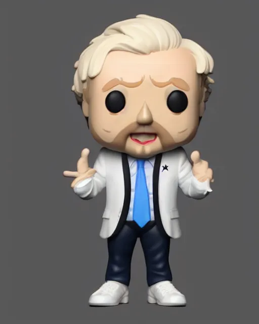 Image similar to full body 3d render of funko pop boris johnson as a funko pop, studio lighting, white background, blender, trending on artstation, 8k, highly detailed