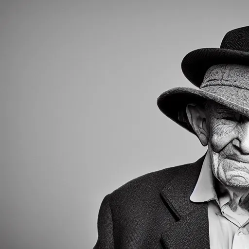 Prompt: old man with hat, peter coulson