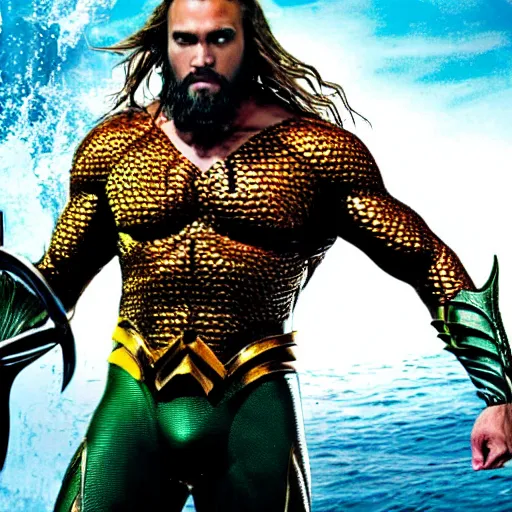 Image similar to aquaman with the face of Nicholas Cage, ocean, cinematic, HD