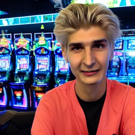 Image similar to gigachad xqc gambling : : realistic : : 1 dslr : : 1 - - quality 2