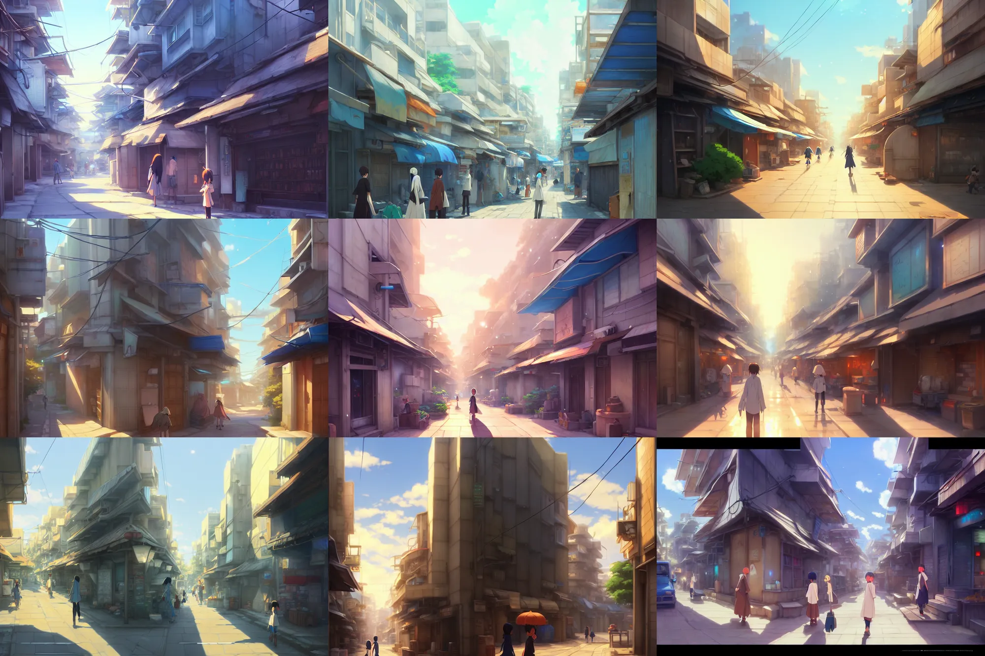 Prompt: a street in akihabra, key visual, a digital painting by makoto shinkai and james gurney, trending on artstation, highly detailed