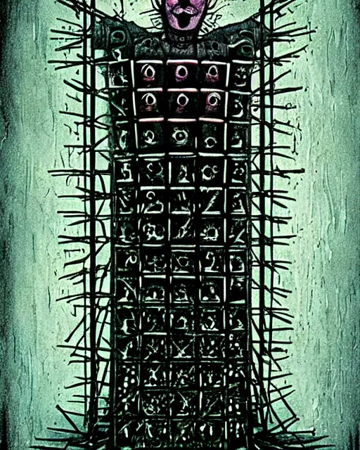 Prompt: Hellraiser movie poster by HR Giger