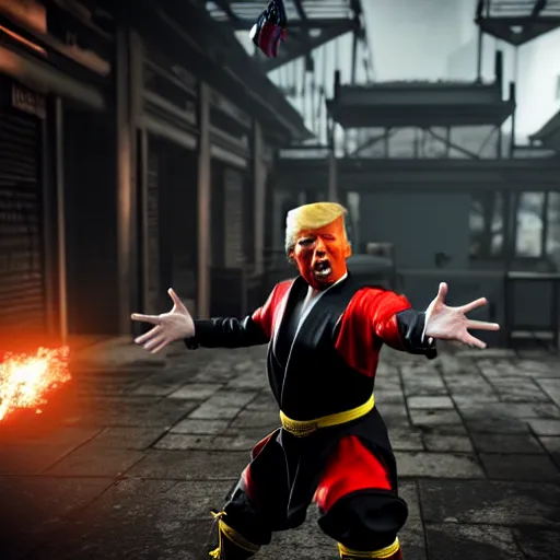 Prompt: donald trump, whoopsie guy, mortal kombat, gameplay, ps 5 screenshot, 3 d render, cryengine, highly detailed