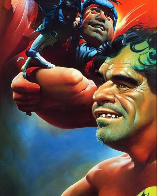 Image similar to diego armando maradona by peter andrew jones!!!!!!!!, by roger dean, hd, hyper detailed, 4 k