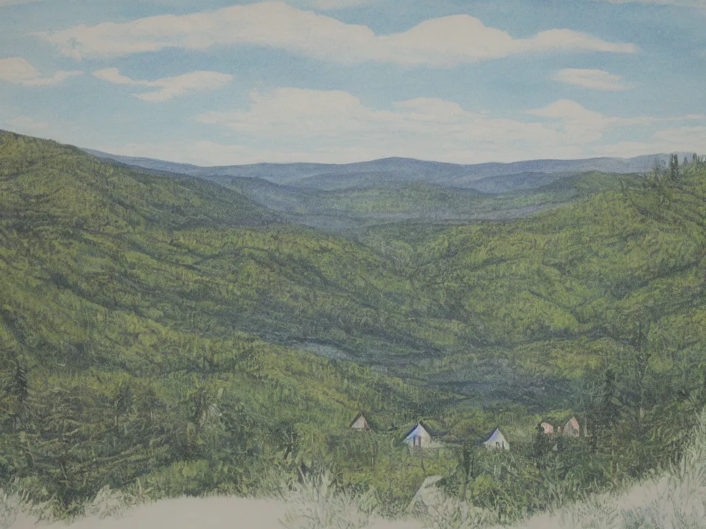 Image similar to the laurentians. lithography by susanne la.