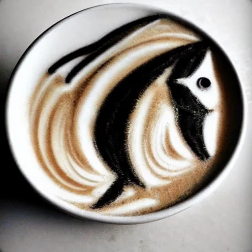 Prompt: a flying fish in the style of latte art