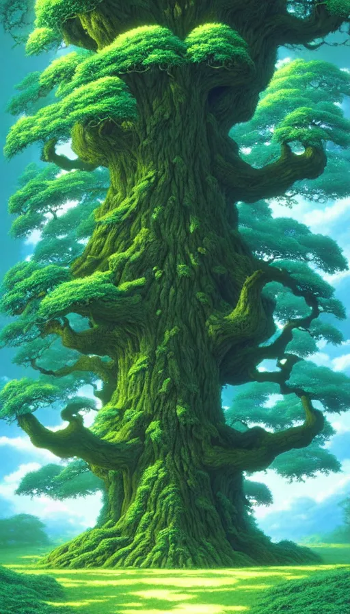 Image similar to a geant oak tree in a forest of ori, studio ghibli, painted by tim white, michael whelan, j. c. 8 k