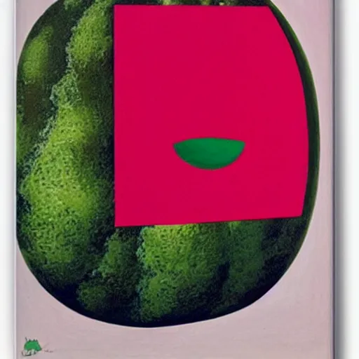 Prompt: watermelon phone by René Magritte