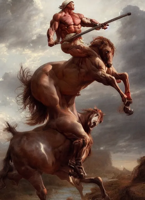 john cena as a centaur, digital art by eugene de blaas