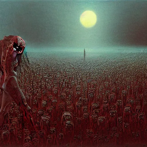 Prompt: A zombie apocalypse, Zdzisław Beksiński