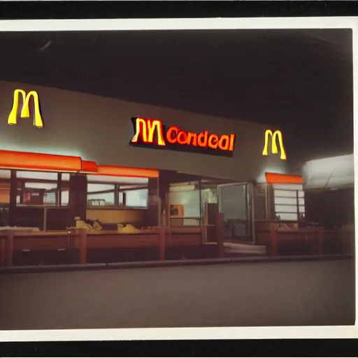 Image similar to atmospheric polaroid photograph of McDonalds restaurant in japan