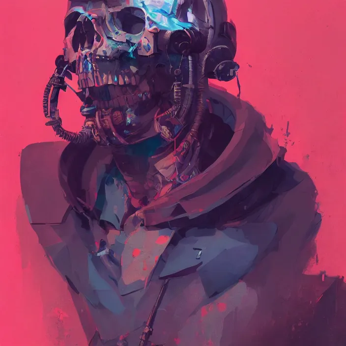 Prompt: a colorful comic noir illustration painting of a cyberpunk skull by sergey kolesov and greg rutkowski and pascal blanche. in style of digital art, symmetry, sci fi, hyper detailed. octane render. trending on artstation