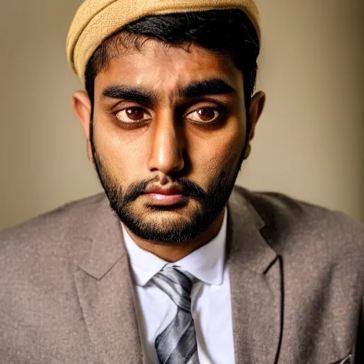 Prompt: a handsome south asian man with a sour look