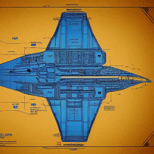 Prompt: a blueprint of a spaceship