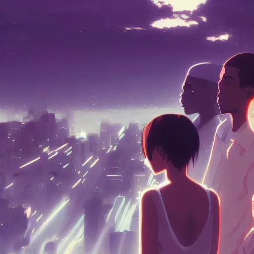 Prompt: Kanye West Listening Party, Artwork by Makoto Shinkai, official media, 8k, wallpaper, high definition, wallpaper, hd, digital artwork