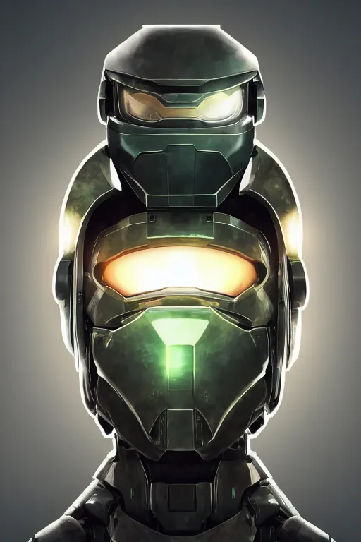 Image similar to robot ninja mask helmet halo master chief radiating a glowing aura global illumination ray tracing hdr fanart arstation by ian pesty and katarzyna da „ bek - chmiel