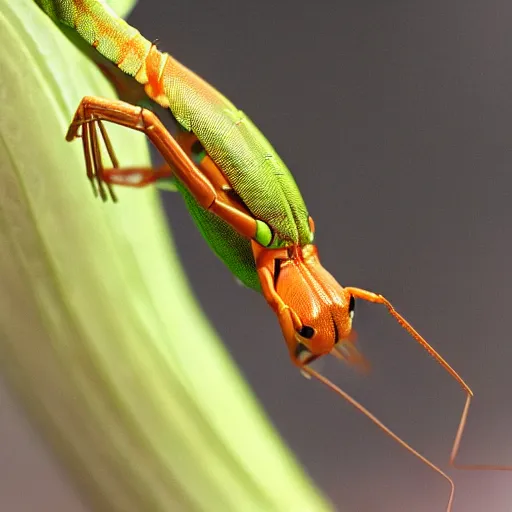 Image similar to centipede and praying mantis morphed together, half praying mantis and half centipede, realistic picture taken at zoo