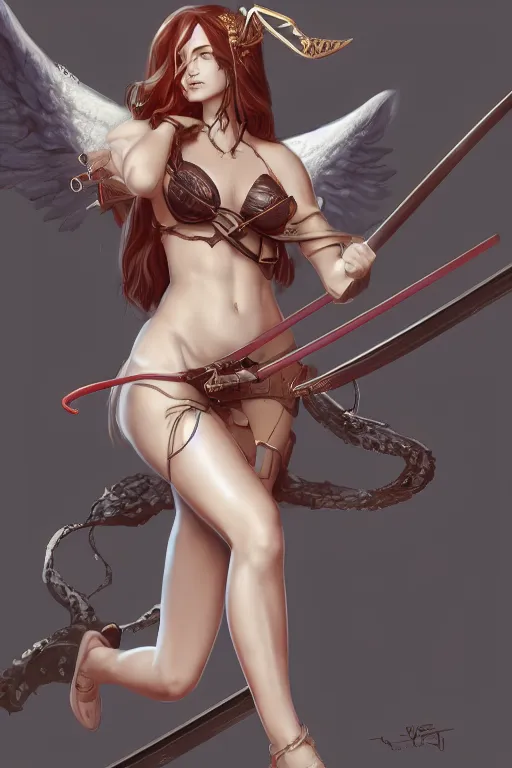 Prompt: sexy angel woman full body with a katana, D&D, fantasy, highly detailed, digital art, artstation, smooth, sharp focus, illustration, art by artgem