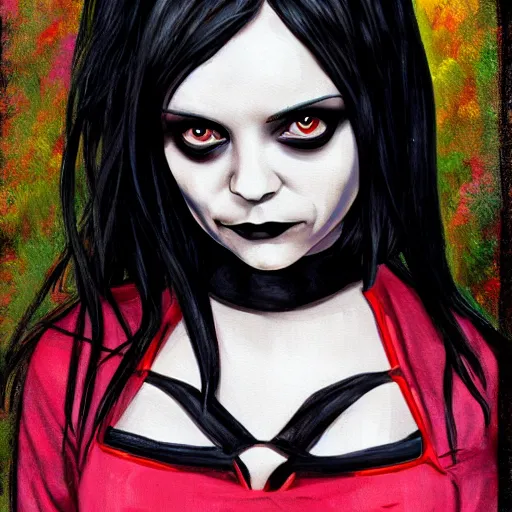 Image similar to goth christina ricci, art by michael miller