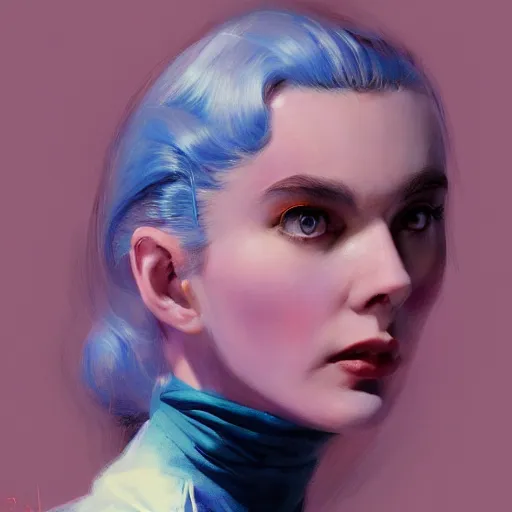 Prompt: Portrait of Billie Ellish as the heroine of a 1950s sci-fi movie poster art by Ruan Jia and Mandy Jurgens and Artgerm and william-adolphe bouguerea, highly detailed, trending on artstation, award winning,