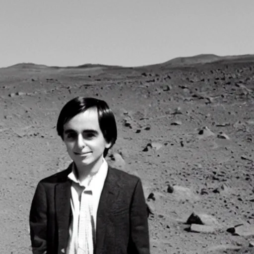 Image similar to extremely detailed photo of young carl sagan on mars, detailed face