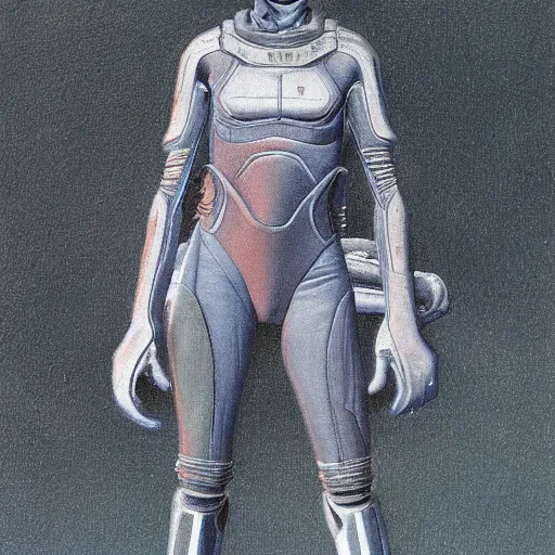 Image similar to woman in sci - fi gear, by wayne barlowe