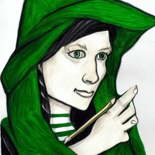 Image similar to Mary GrandPré drawing of a Slytherin