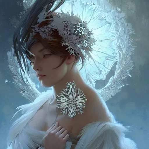 Prompt: Graffiti of a snow flake, fantasy, intricate, elegant, highly detailed, digital painting, artstation, concept art, smooth, sharp focus, illustration, art by artgerm and greg rutkowski and alphonse mucha