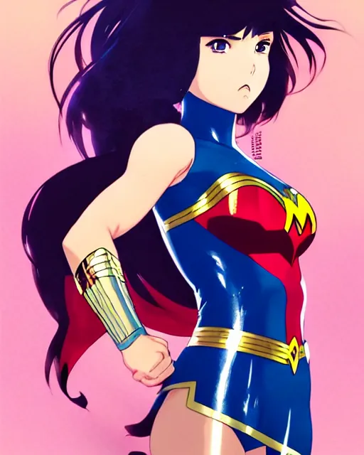 Prompt: portrait Anime as Wonderwoman girl cute-fine-face, pretty face, realistic shaded Perfect face, fine details. Anime. realistic shaded lighting by Ilya Kuvshinov katsuhiro otomo ghost-in-the-shell, magali villeneuve, artgerm, rutkowski, WLOP Jeremy Lipkin and Giuseppe Dangelico Pino and Michael Garmash and Rob Rey