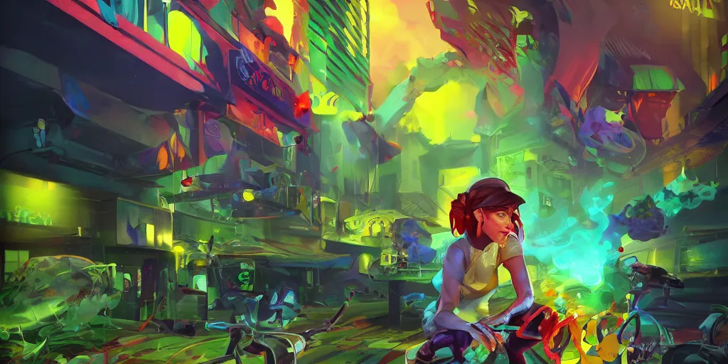 Prompt: 3 d render graffiti elemental flush of force nature micro world fluo, art gta 5 cover, official fanart behance hd artstation by jesper ejsing, by rhads, makoto shinkai and lois van baarle, ilya kuvshinov, ossdraws