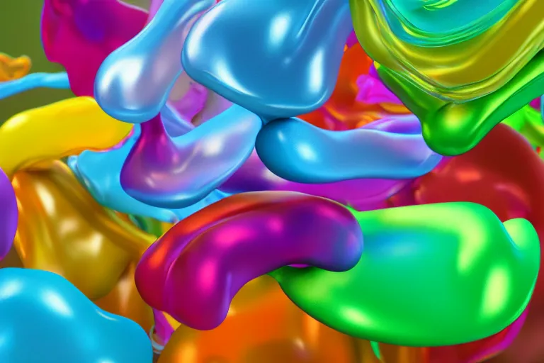 Image similar to Colourful odors by Lynda Benglis, octane render, transparent, 4k, 8k