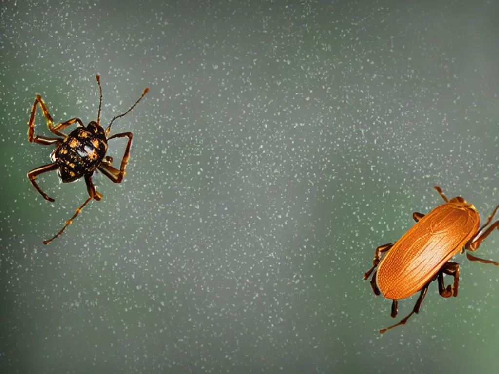 Prompt: A flying bug trying to dodge between raindrops in a video game