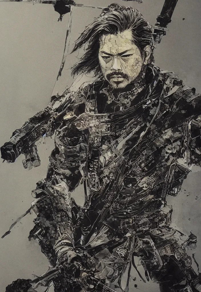 Image similar to heavenly lone samurai, painting, by greg ruthowski, yoshikata amano, yoji shinkawa, alphonse murac, collaborative artwork, beautifully drawn, heavily detailed