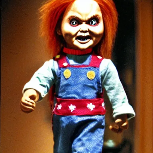 Prompt: chucky the killer doll standing in the room