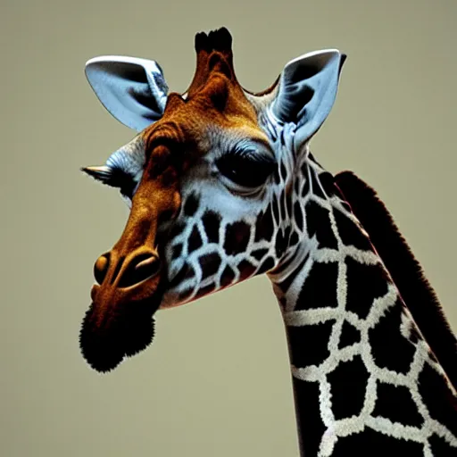 Image similar to a giraffe with sunken black spots, recessed, skeletal