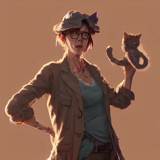 Image similar to character concept art of a haggard crazy cat lady, key visual, realistic shaded perfect face, fine details, dystopian environment and background, by stanley artgerm lau, wlop, rossdraws, james jean, andrei riabovitchev, marc simonetti, and sakimichan, trending on artstation in disco elysium