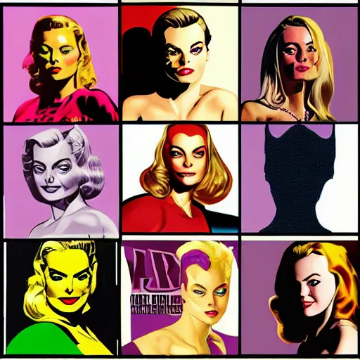 Image similar to vector art oil on canvas collage margot robbie by artgem by brian bolland by alex ross by artgem by brian bolland by alex rossby artgem by brian bolland by alex ross by artgem by brian bolland by alex ross