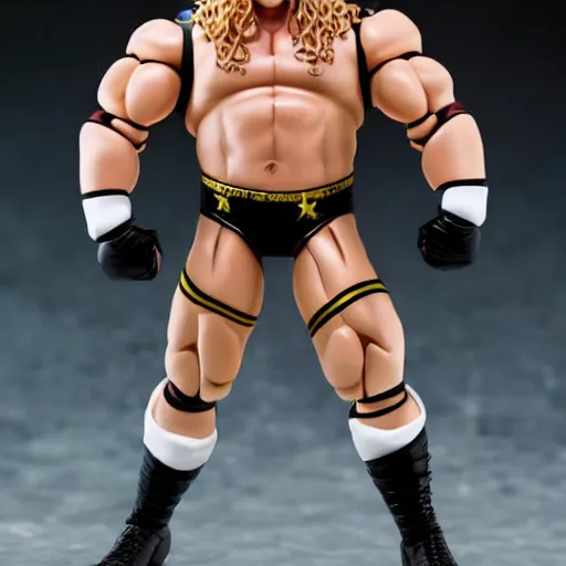 Image similar to Full body shot of a highly detailed flexible Triple H vinyl plastic figurine as a villain, highly detailed face, white background, 3d, high quality, depth of field, high contrast, 8k, concept art, smooth, sharp focus, highly detailed, wrestling, WWE