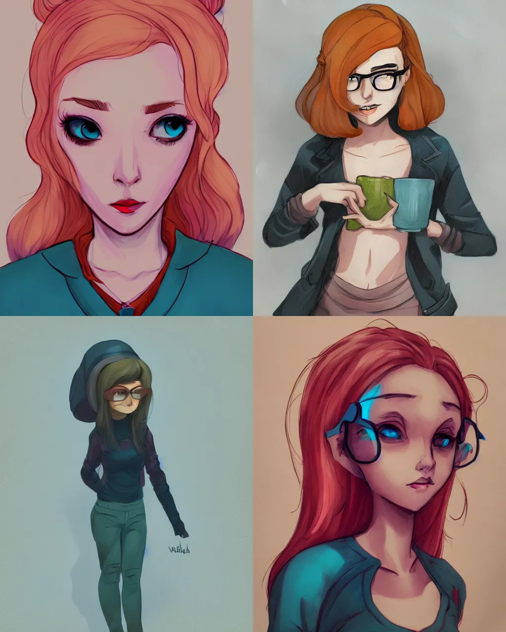 Prompt: Medium shot of a typical character in the style of Loish (Lois van baarle)