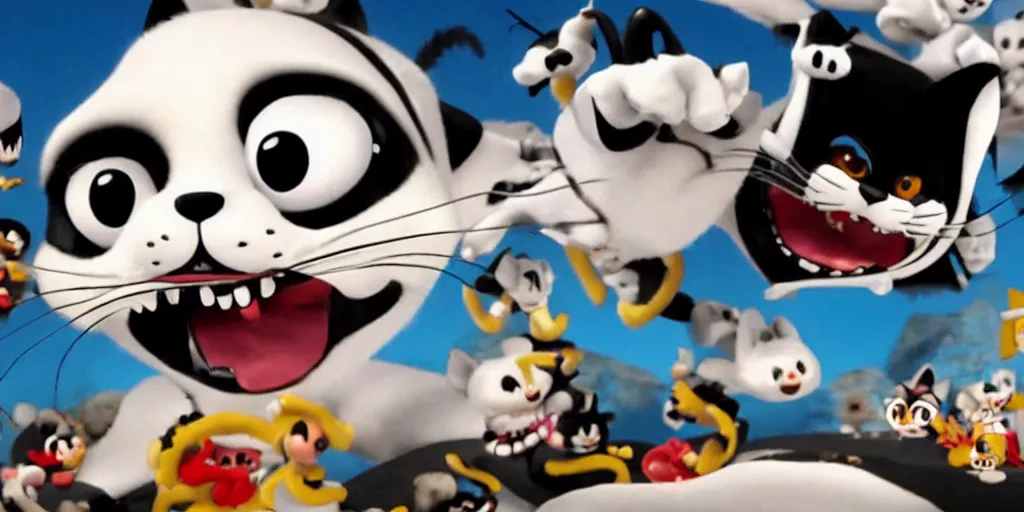 Image similar to Felix the cat devours his master 4k