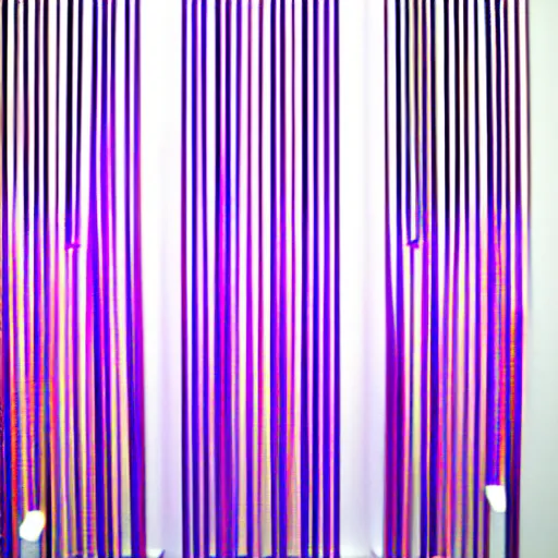 Image similar to Kinetic sculpture. a series of vertical stripes in different colors. neon purple by Hirohiko Araki uneven