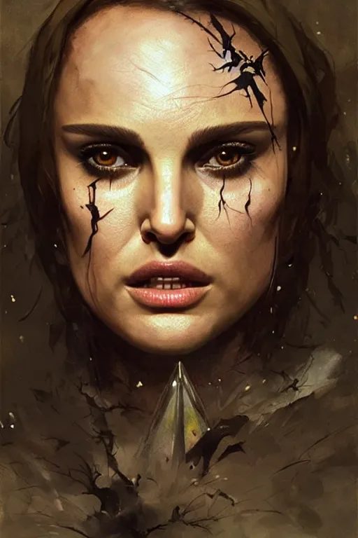 Prompt: natalie portman, witch, lord of the rings, tattoos, decorated ornaments, by carl spitzweg, ismail inceoglu, vdragan bibin, hans thoma, greg rutkowski, alexandros pyromallis, perfect face, fine details, realistic shading