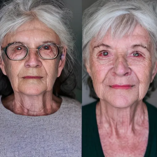 Image similar to series of photos of aging female 4k