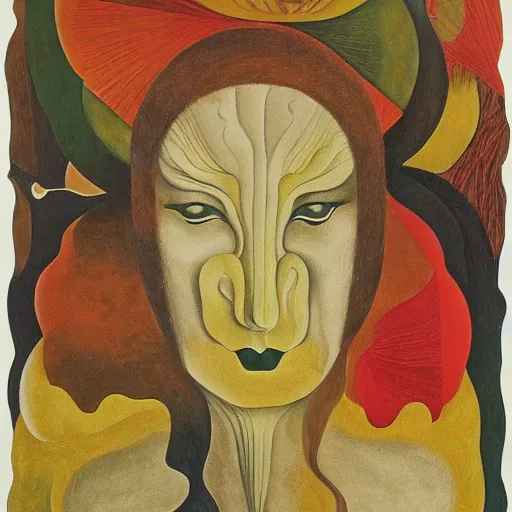 Image similar to floral face portrait by leonetto cappiello and wojciech siudmak and ernst fuchs, anni albers, oil on canvas