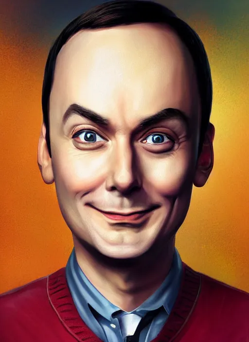 Prompt: digital _ painting _ of _ sheldon from big bang theory saying bazinga _ by _ filipe _ pagliuso _ and _ justin _ gerard _ symmetric _ fantasy _ highly _ detailed _ realistic _ intricate _ port