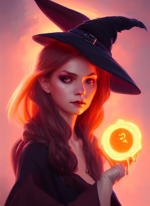 Prompt: portrait of cute attractive sexy witch, highly detailed, digital painting, artstation, concept art, sharp focus, illustration, hearthstone, art by wlop and greg rutkowski