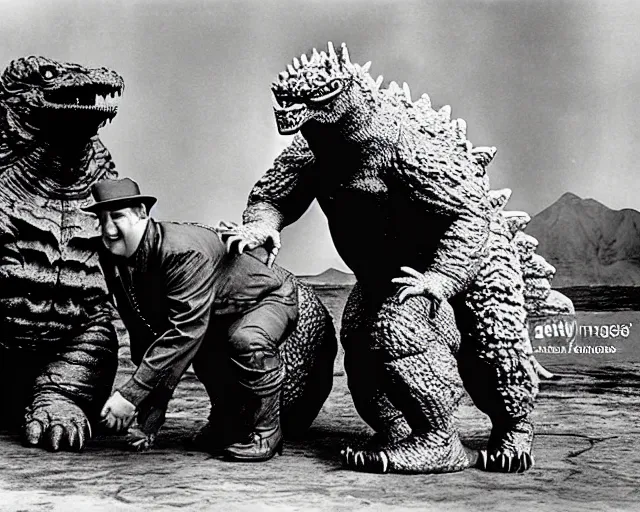 Image similar to Abbott and Costello meet Godzilla