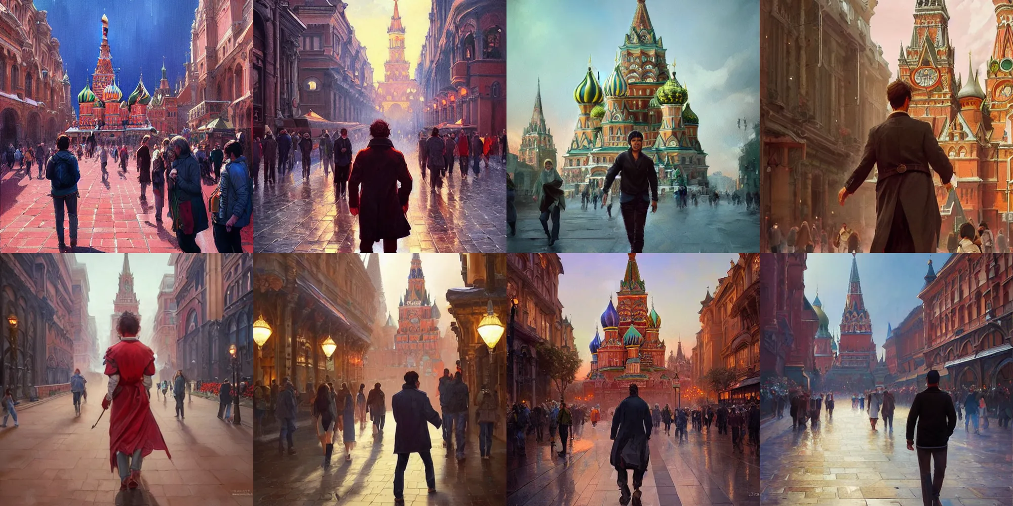 Prompt: Rafael Nadal walking around red square , highly detailed, digital painting, artstation, concept art, illustration, art by Artgerm and greg rutkowski and alphonse mucha