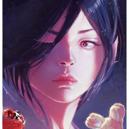 Image similar to A space realistic cat with big and cute eyes, fine-face, realistic shaded perfect face, fine details. realistic shaded lighting poster by Ilya Kuvshinov katsuhiro otomo ghost-in-the-shell, magali villeneuve, artgerm, Jeremy Lipkin and Michael Garmash, Rob Rey and Kentarõ Miura style, trending on art station