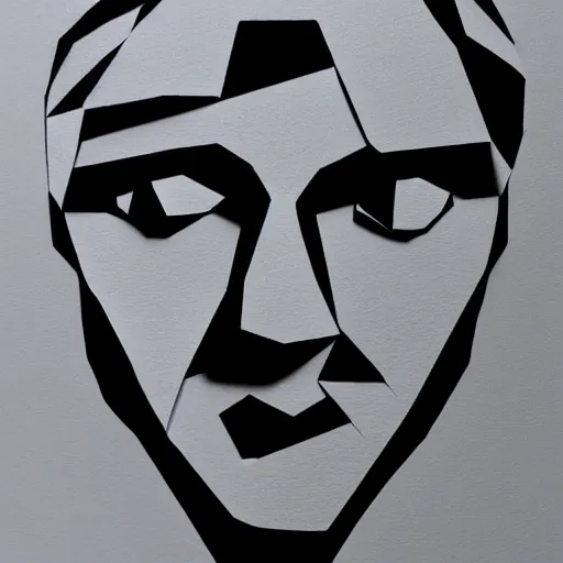 Prompt: a face made from layered paper, 2D, flat minimalistic, ambient light